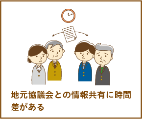 地元協議会との情報共有に時間差がある