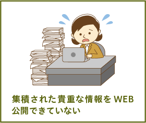 集積された貴重な情報をWEB公開できていない